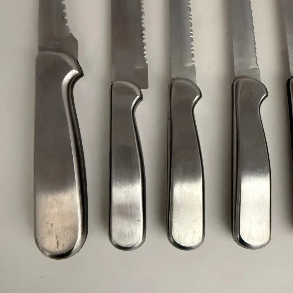 Ginsu Stainless Steel 7 Piece Serrated Knife Set Silver Tone Kitchen Cutlery